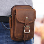 Men's leather waist bag can wear belt slant across mobile phone bag