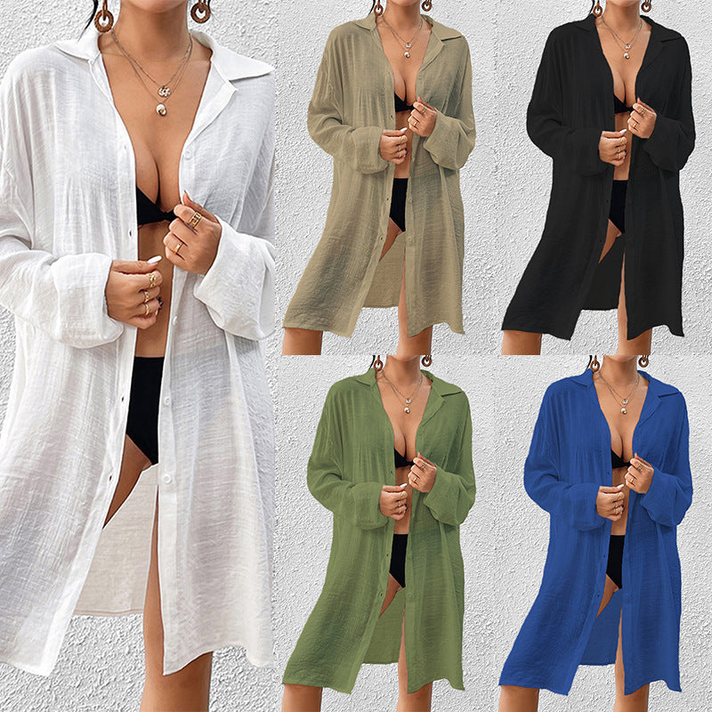 Tencel Slub Cotton Long-sleeved Shirt For Women