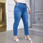 Plus Size Denim Harem Slim Fit Stretch Tapered Pants