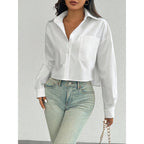 Fashion Solid Color Loose-fitting Women's Shirt Top