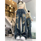 Ripped Lazy Loose Jeans For Women