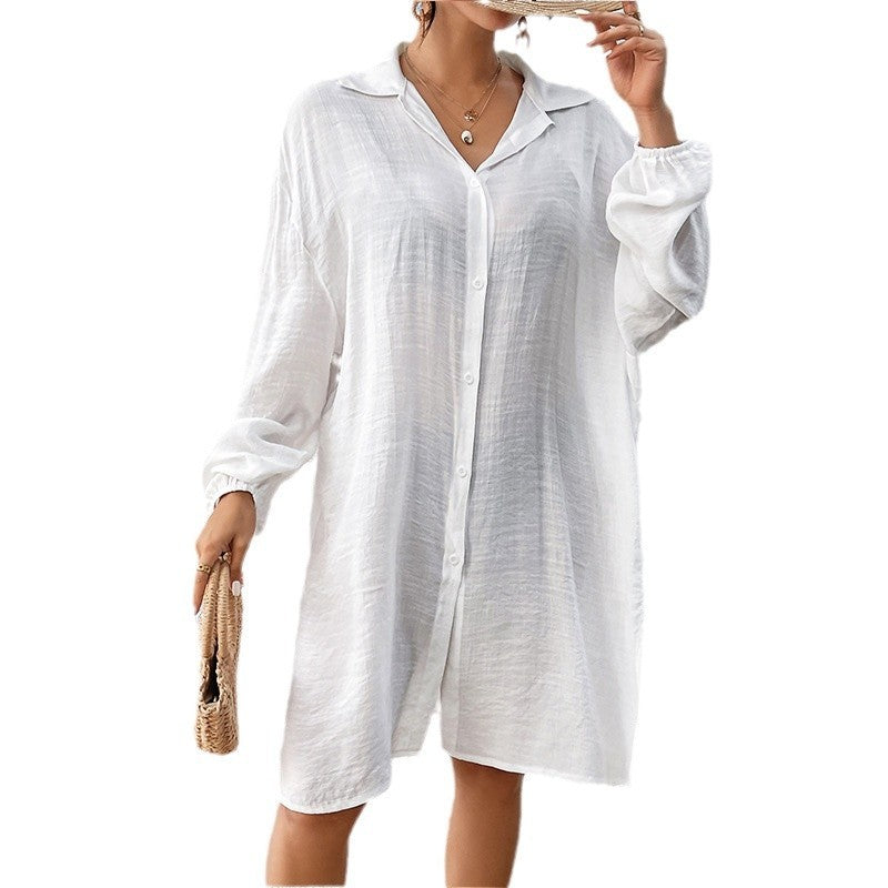 Tencel Slub Cotton Long-sleeved Shirt For Women